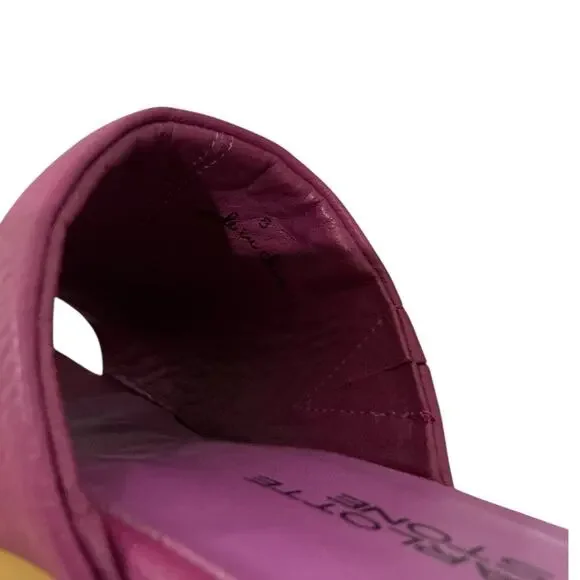 Charlotte Stone Truman Platform Mule Clog Leather Magenta Wood Sole Size 8 - Picture 12 of 13